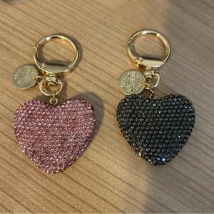 Pink or Black Sequin Heart Key Chain or Bag Charm NWOT